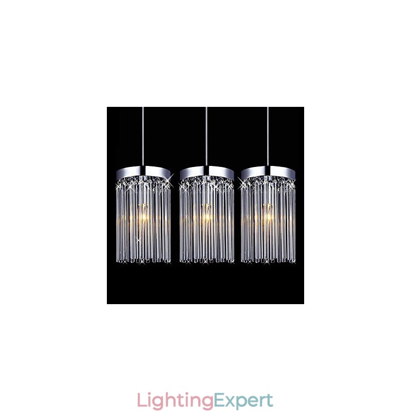 Modern 3 Lights Pendant With Glass Rod