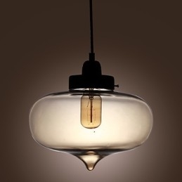 Transparent Glass Pendant Light in Brown Bubble Design