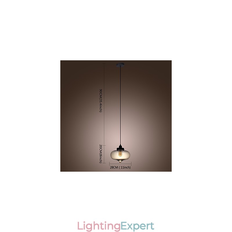 Transparent Glass Pendant Light in Brown Bubble Design