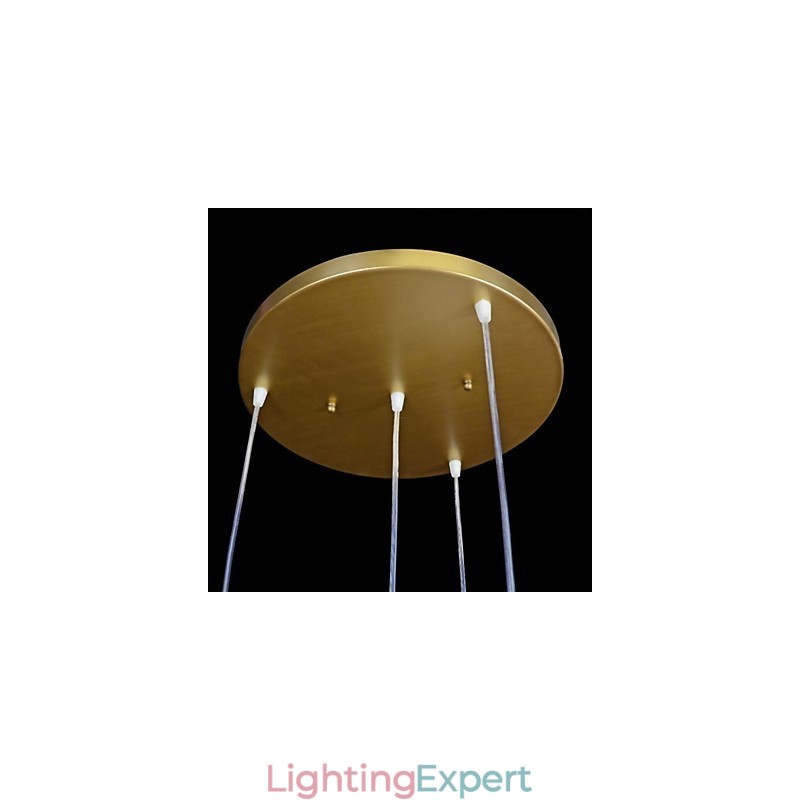 Bronze Pendant Four Lights Pattern Glass Shade European Retro Classic