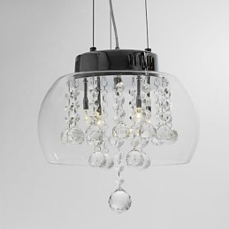 Artistic 4 Light Crystal Pendant Light with Glass Shade