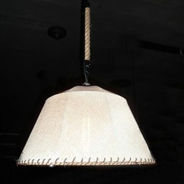 North American Style Retro 1 Light Pendant In Fabric Shade