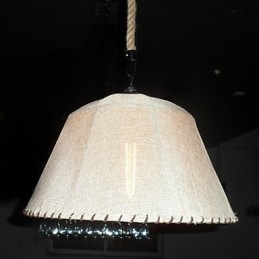 North American Style Retro 1 Light Pendant In Fabric Shade