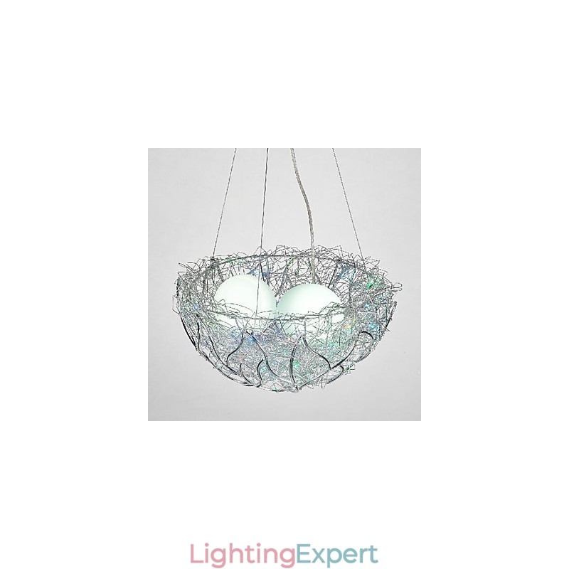 Modern Contemporary Silver Metal Pendant Light