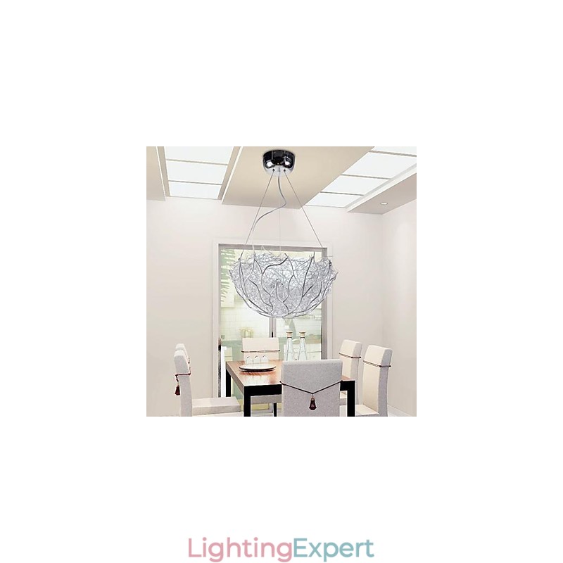 Modern Contemporary Silver Metal Pendant Light