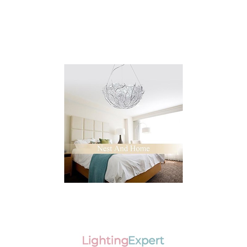 Modern Contemporary Silver Metal Pendant Light