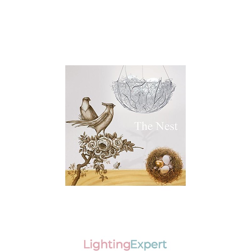 Modern Contemporary Silver Metal Pendant Light