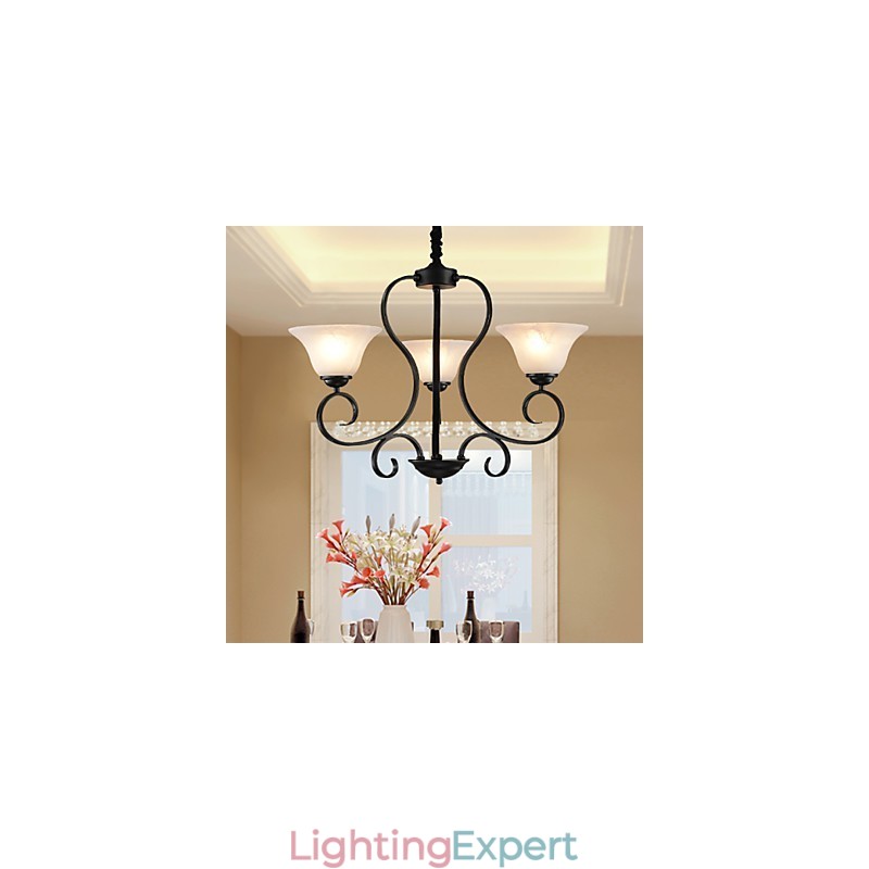 3 Lights Retro Chandelier Country Metal