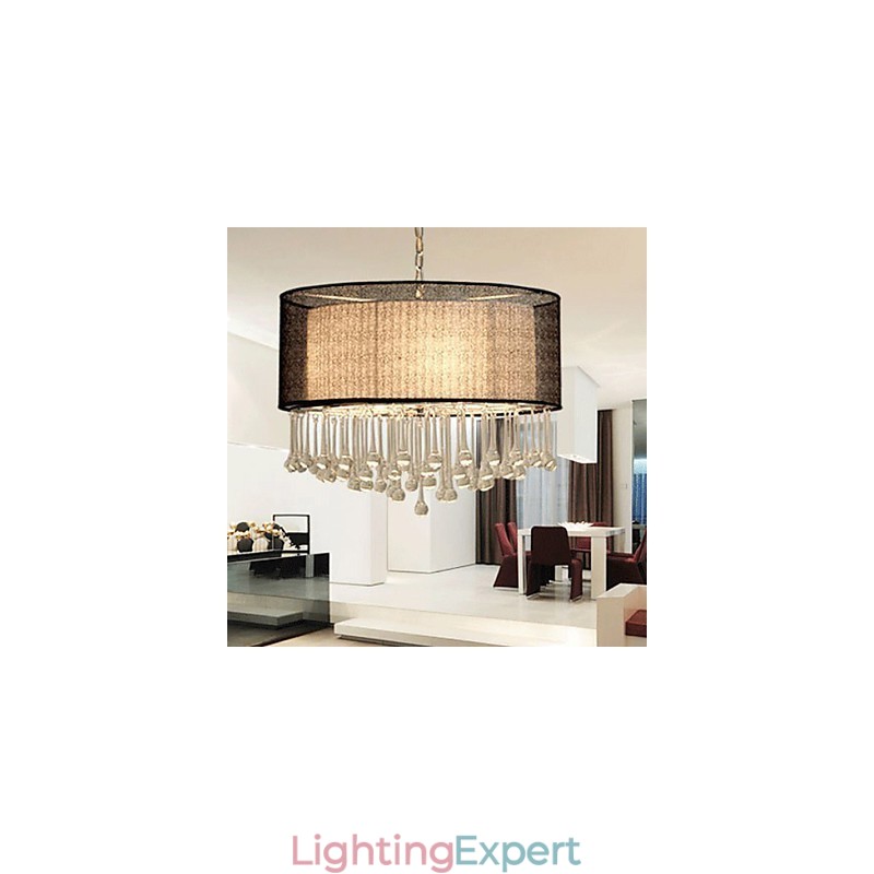 Contemporary Crystal 4 Light Pendant With Black Shade