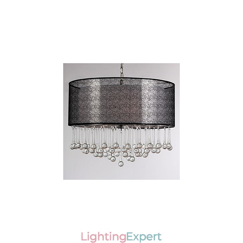 Contemporary Crystal 4 Light Pendant With Black Shade
