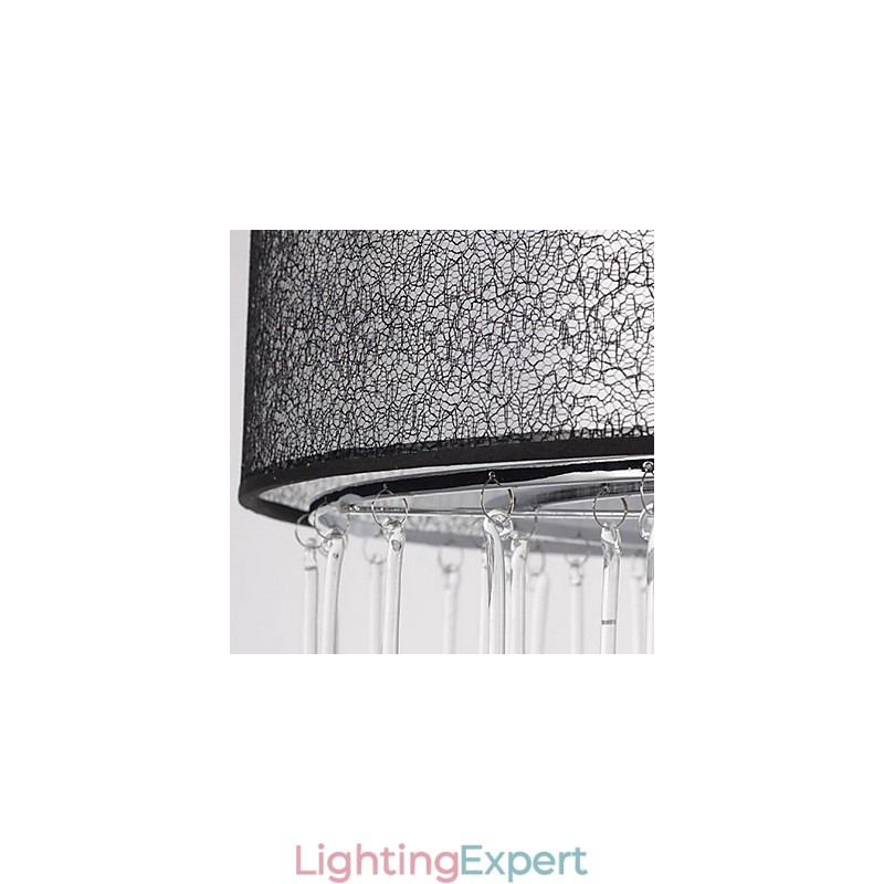 Contemporary Crystal 4 Light Pendant With Black Shade