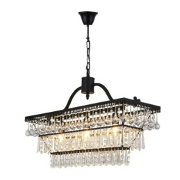 3 Tiers Rectangle Traditional Classic Crystal Metal Chandelier for