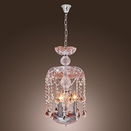 Modern Crystal Pendant Light with 3 Lights in Glass Shade