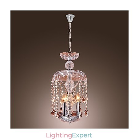 Modern Crystal Pendant Light with 3 Lights in Glass Shade Modern Crystal Pendant Light with 3 Lights in Glass Shade