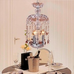 Modern Crystal Pendant Light with 3 Lights in Glass Shade