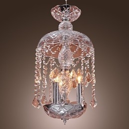 Modern Crystal Pendant Light with 3 Lights in Glass Shade