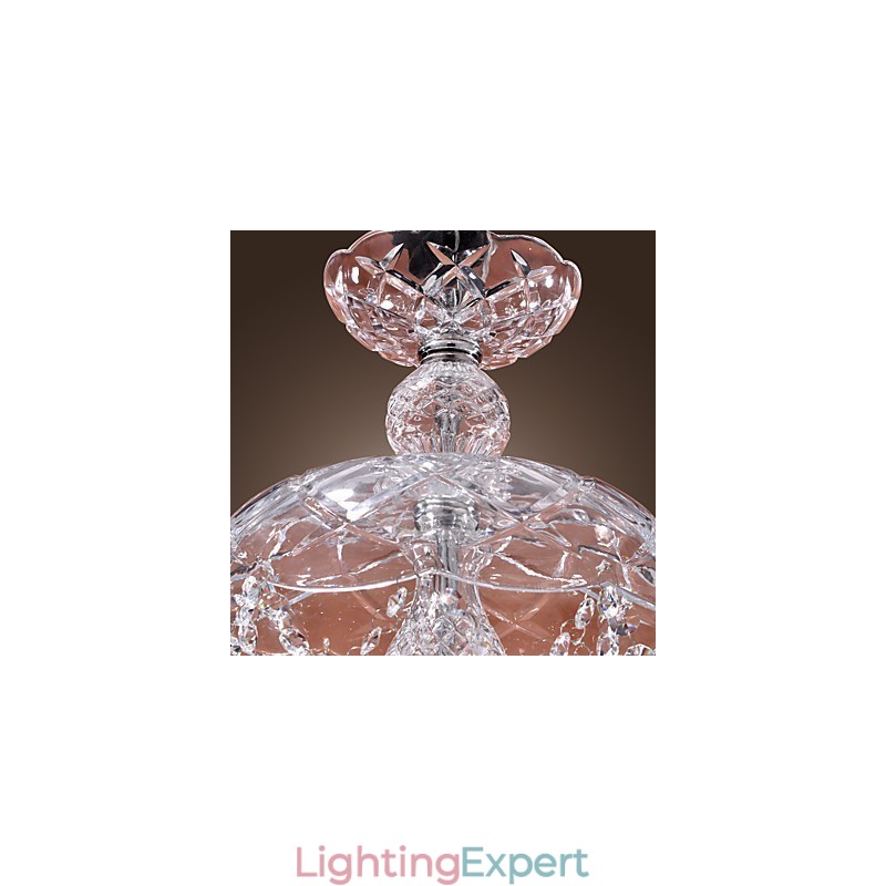 Modern Crystal Pendant Light with 3 Lights in Glass Shade