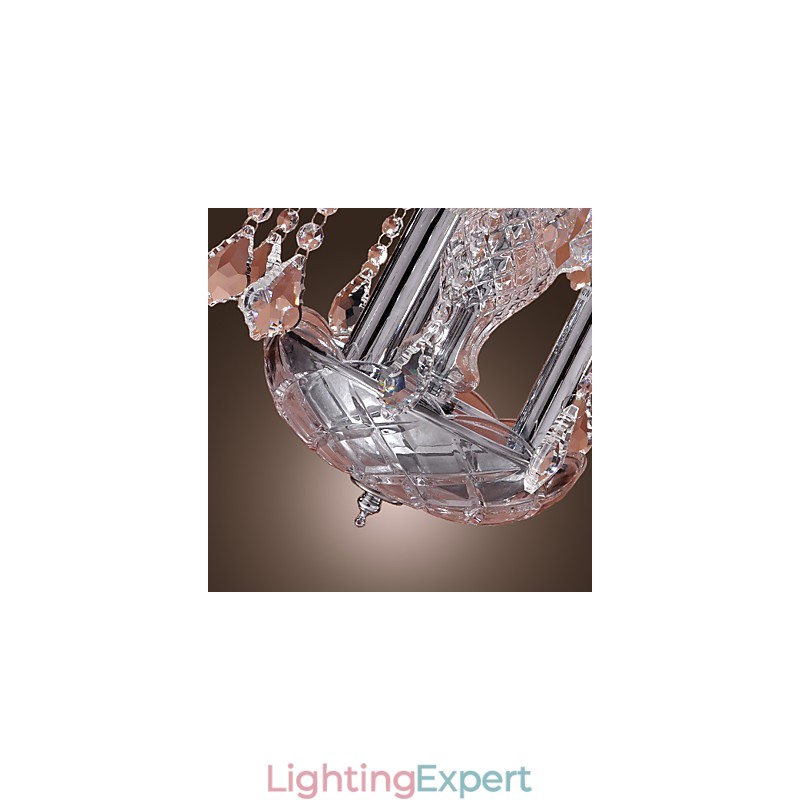Modern Crystal Pendant Light with 3 Lights in Glass Shade