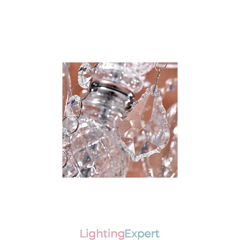 Modern Crystal Pendant Light with 3 Lights in Glass Shade