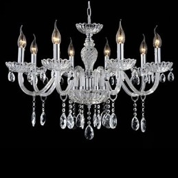 8 Light The style of palace Glass Chandelier With Candle Bulb