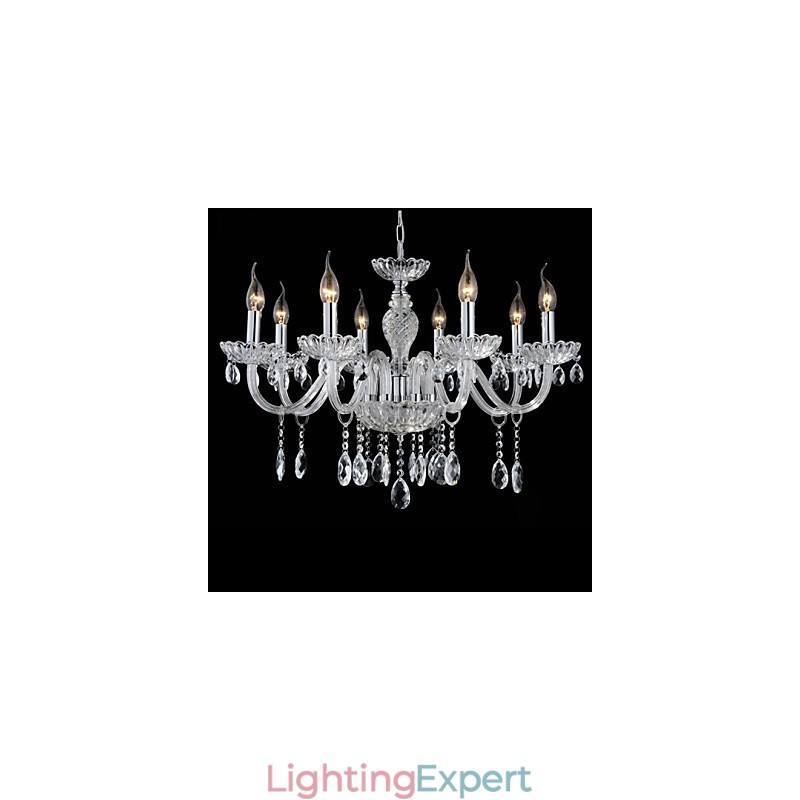 8 Light The style of palace Glass Chandelier With Candle Bulb
