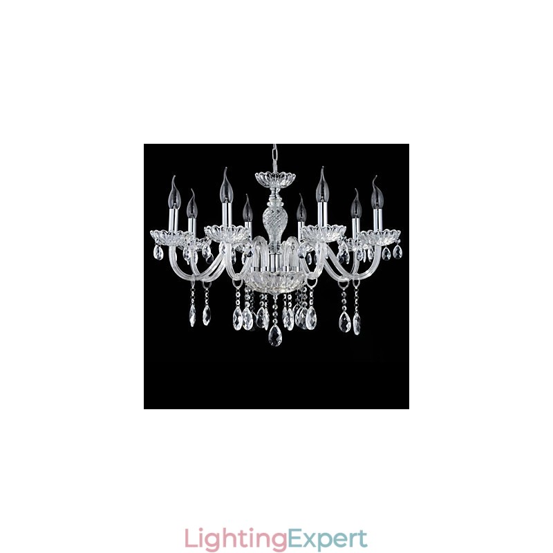 8 Light The style of palace Glass Chandelier With Candle Bulb