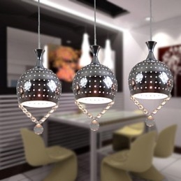 3 Heads Pendant Light Crystal Modern Contemporary Metal