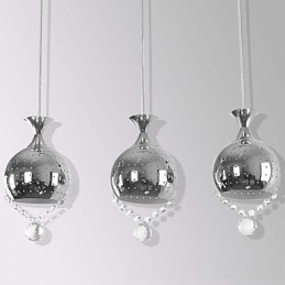 3 Heads Pendant Light Crystal Modern Contemporary Metal