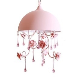 A Small Pink Rose Garden Chandelier Lamp Iron Princess