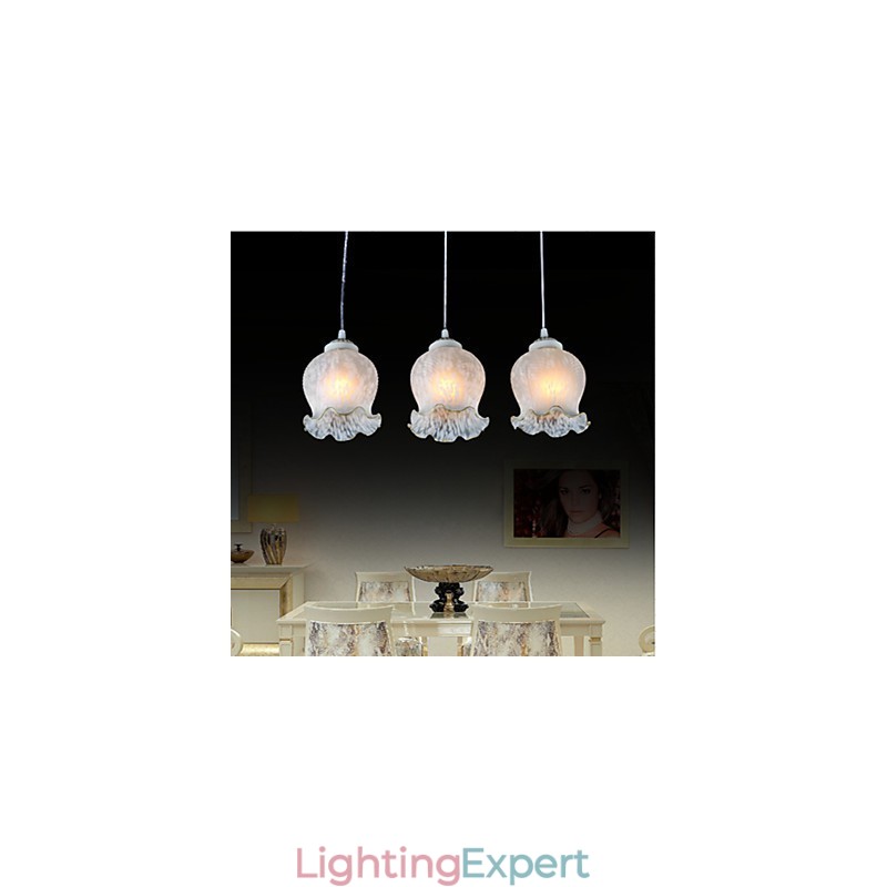 Pendant White Three Lights European Retro Classic
