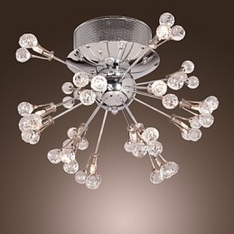 Modern Contemporary Crystal Chrome Metal Flush Mount
