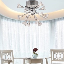 Modern Contemporary Crystal Chrome Metal Flush Mount