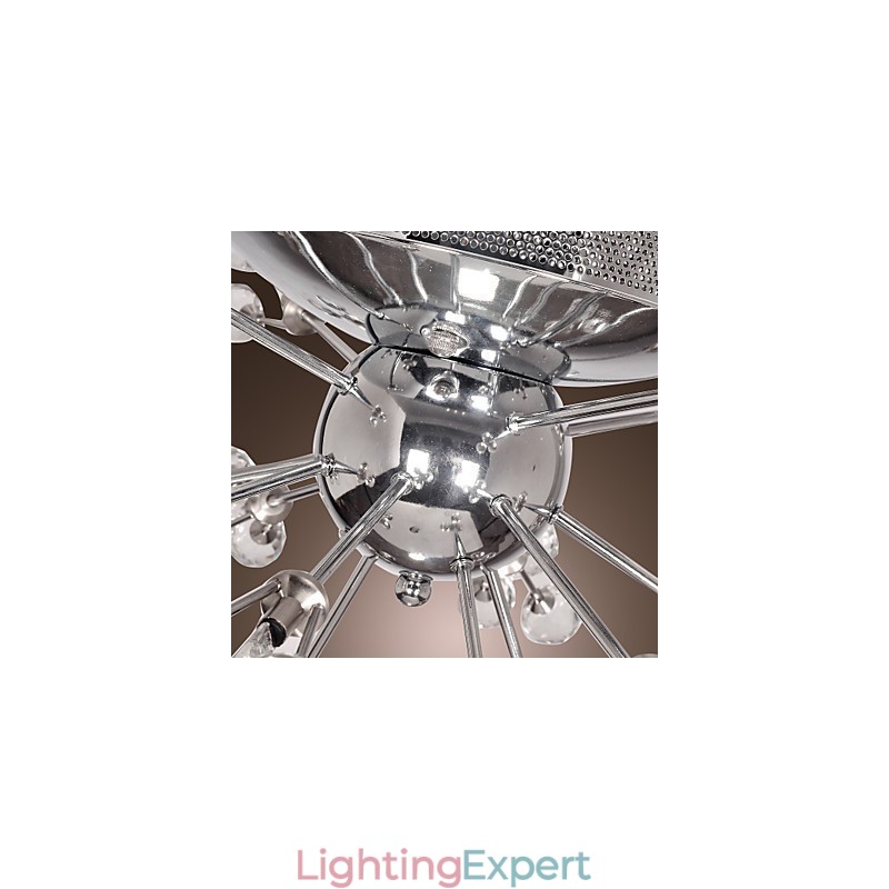 Modern Contemporary Crystal Chrome Metal Flush Mount