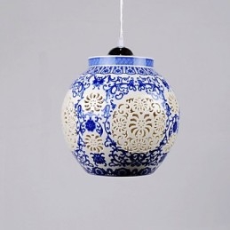 Retro Ceramic lamp lamp Stairs Blue Single Head Chandelier Creative
