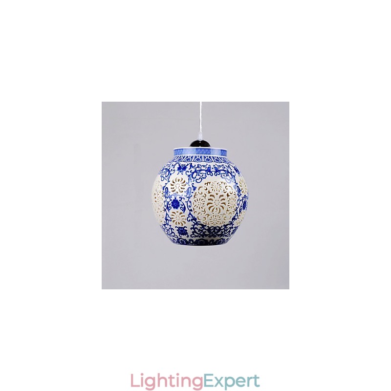 Retro Ceramic lamp lamp Stairs Blue Single Head Chandelier Creative