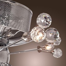 Modern Contemporary Crystal Chrome Metal Flush Mount