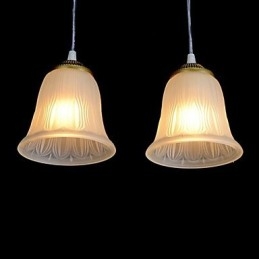 Bronze Pendant Three Lights Pattern Glass Shade European Retro Classic
