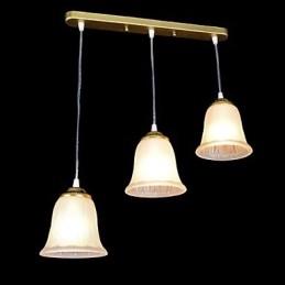 Bronze Pendant Three Lights Pattern Glass Shade European Retro Classic