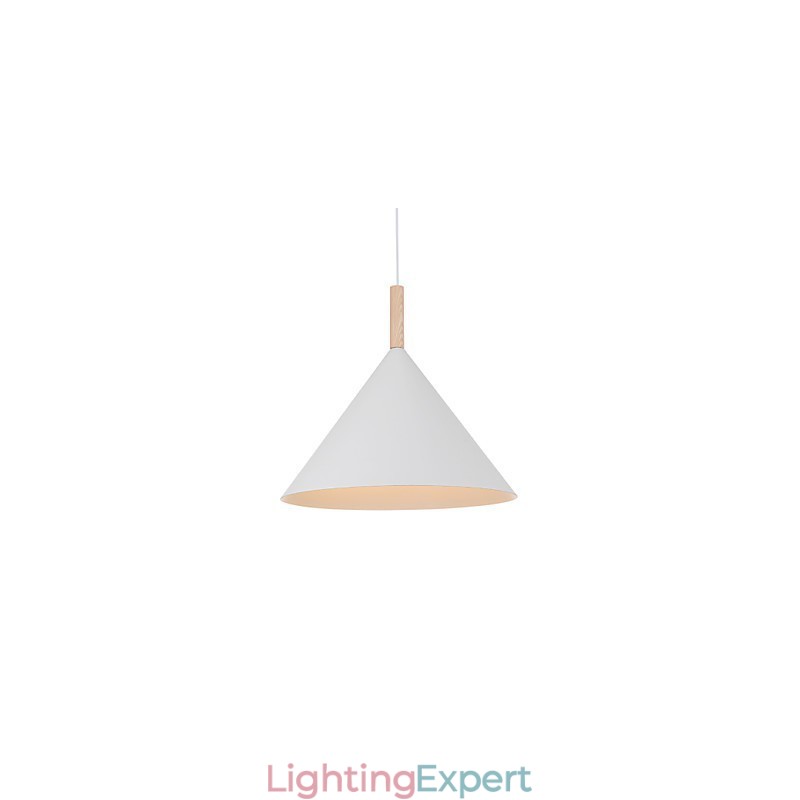 Mini Artistic Cone Pendant Lamp 1 Light Mordern Simplicity Finish Black White Aluminum & Wooden Droplight