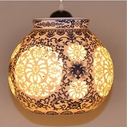 Retro Ceramic lamp lamp Stairs Blue Single Head Chandelier Creative