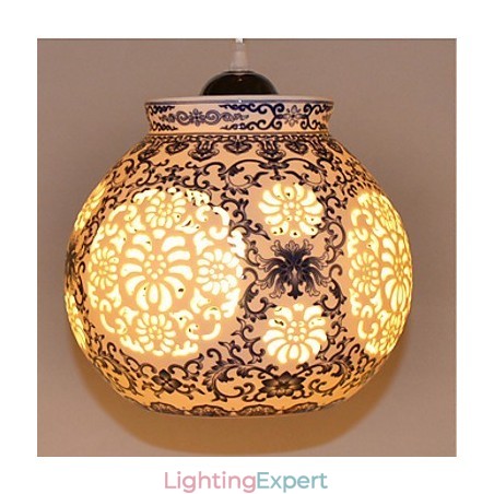 Retro Ceramic lamp lamp Stairs Blue Single Head Chandelier Creative