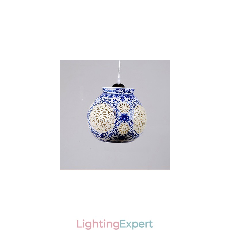 Retro Ceramic lamp lamp Stairs Blue Single Head Chandelier Creative