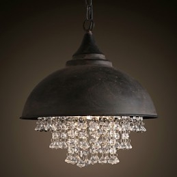 Loft Pendant Light Crystal Retro Coffe Light Garage Metal