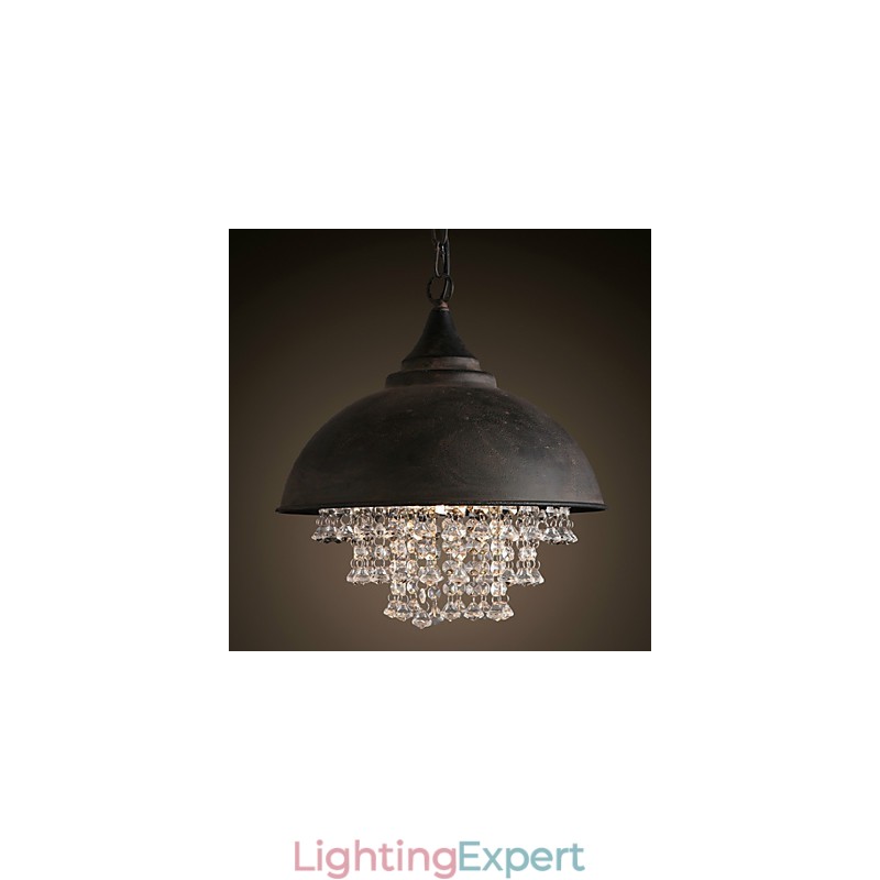 Loft Pendant Light Crystal Retro Coffe Light Garage Metal