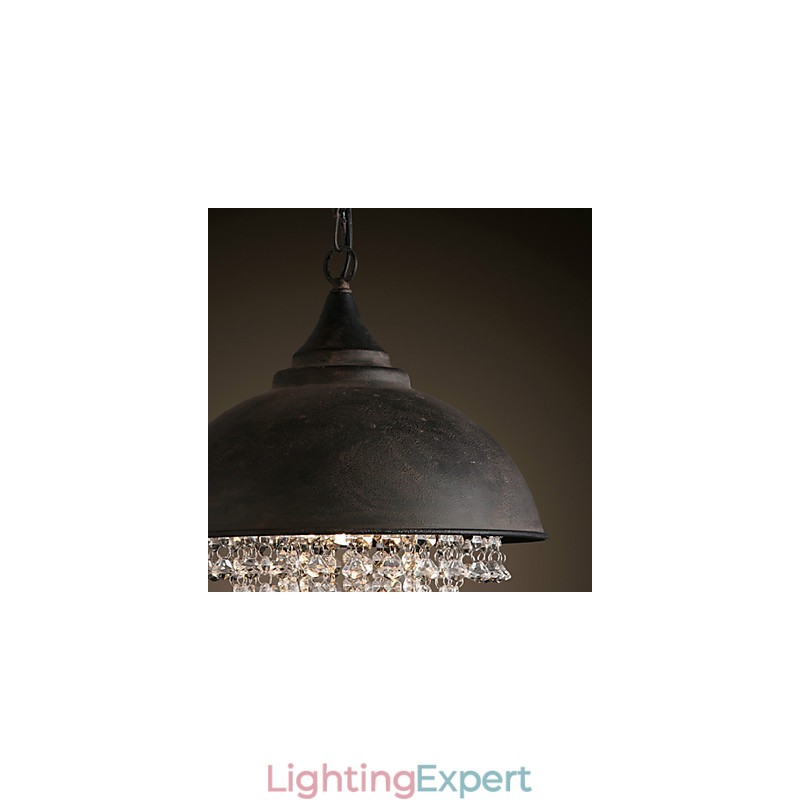 Loft Pendant Light Crystal Retro Coffe Light Garage Metal