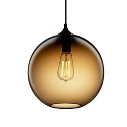 Modern Glass Pendant Light in Round Brown Bubble Design