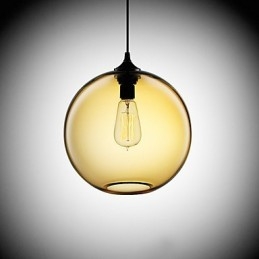Modern Glass Pendant Light in Round Brown Bubble Design