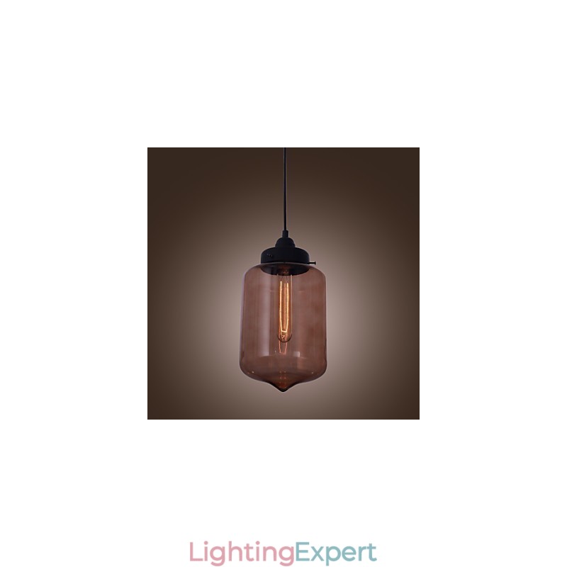 70W Modern Glass Pendant Light in Transparent Bottle Design
