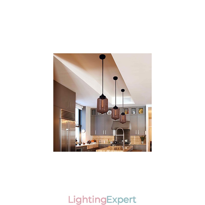 70W Modern Glass Pendant Light in Transparent Bottle Design