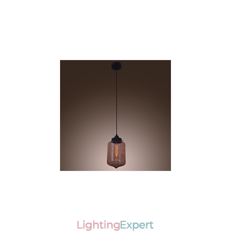 70W Modern Glass Pendant Light in Transparent Bottle Design